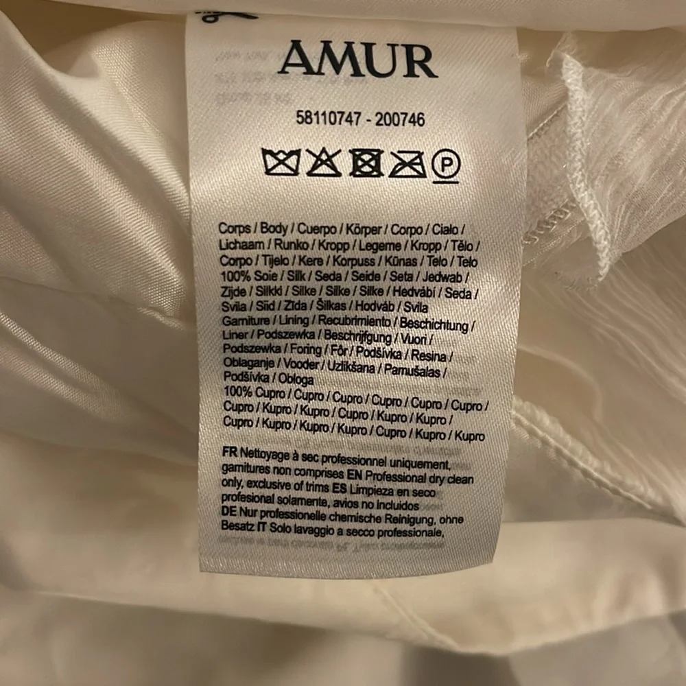AMUR Harlow Silk One-Shoulder Gown in Ivory NWOT - Picture 7 of 8